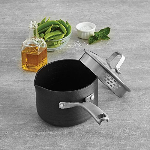 Calphalon Classic 1.5 Quart Nonstick Sauce Pan with Cover, Gray - Dual-Layer Nonstick, Stay-Cool Handle