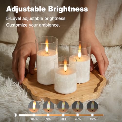 LEDHOLYT RGB Glass Flameless Candles - Rechargeable Flickering & Color Changing