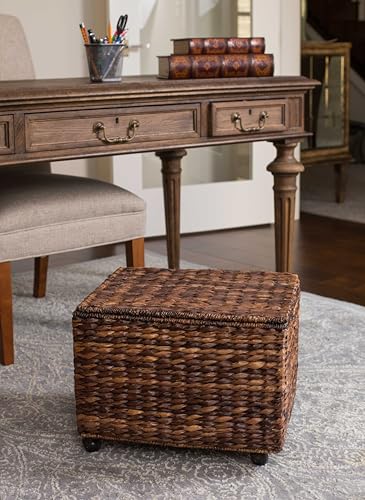 Birdrock Home Woven Rolling File Cabinet with Wheels, Espresso, 17.5x14.5x13
