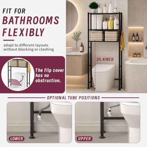 Yutrchey 3-Tier Over Toilet Bathroom Storage Cabinet with Hooks & Paper Holder