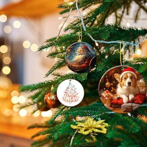 OKBA 50 Pcs Round Sublimation Ceramic Ornaments - Two-Sided White Decor, 3 Inch Christmas & DIY Gifts