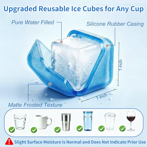 Blue & Transparent Reusable Ice Cubes for Drinks & Parties – 400 Pack with Scoop