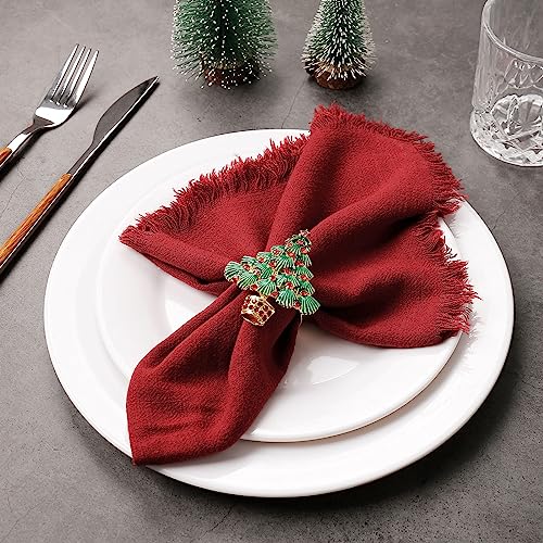LogHog Christmas Tree Napkin Rings A-Xmas Tree Set of 6 Festive Holiday Table Decor