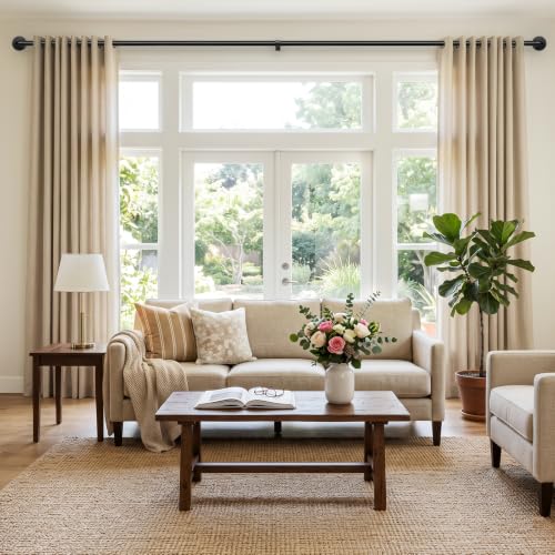 Zeerobee Matte Black Adjustable Curtain Rod 48-86 Inches, 2 Pack Industrial Design
