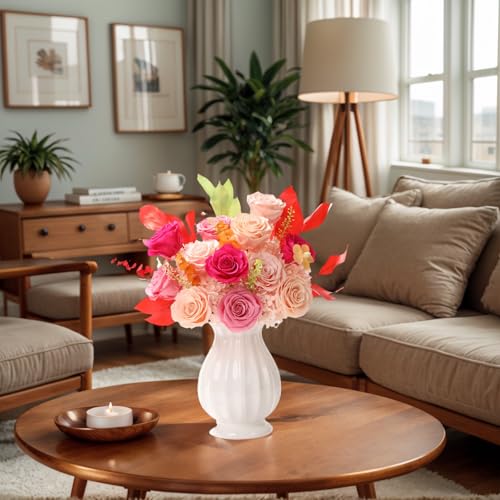 Lovenfold Preserved Mixed Roses Bouquet - 12 Champagne Roses Gift for Her, Mom, Grandma (Variation 1204)