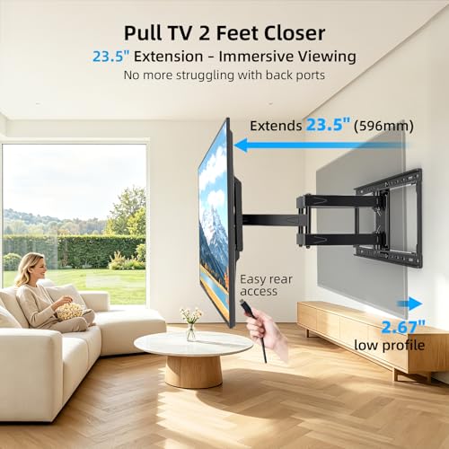 Heavy-Duty Full-Motion TV Wall Mount for 40-90 Inch TVs - Fits 24" Studs - Model 6604