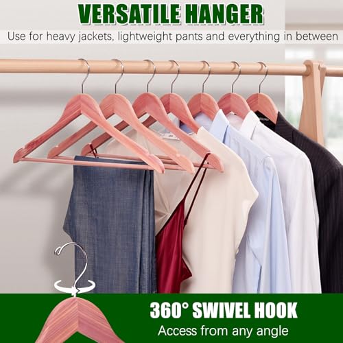 30 Pack Natural Red Cedar Wooden Suit Coat Hangers - Slim Space-Saving Design