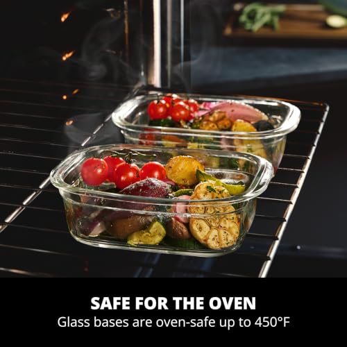 Rubbermaid Brilliance Glass Storage Containers Set of 3, 4.7-Cup, Leak-Proof Lids