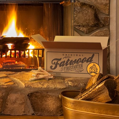 25lb Bulk Firewood Fire Starter Sticks - All-Natural Pine Kindling for Fireplace, Campfire, Grill