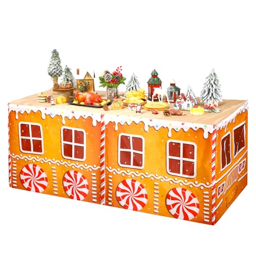 Oudain 6ft Gingerbread Man Christmas Tablecloth - Polyester, Rectangular 183x76 cm
