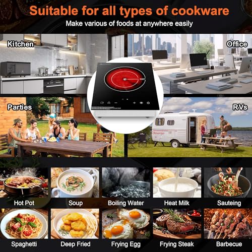 Cooktao 1800W Infrared Double Coil Electric Hot Plate for All Cookware