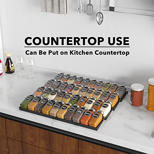 SpaceAid 40 Jars Spice Drawer Organizer with 386 Labels 4-Tier Rack - 18.5" Wide