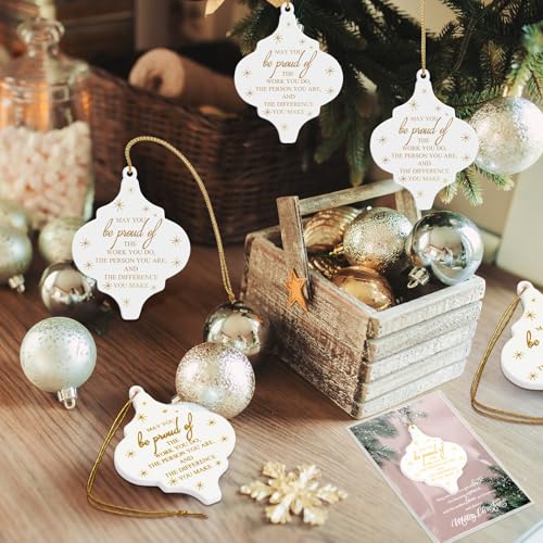 Sieral 30Pcs Christmas Thank You Ornaments Bulk Gift for Coworkers Team Staff Office Xmas Decorations