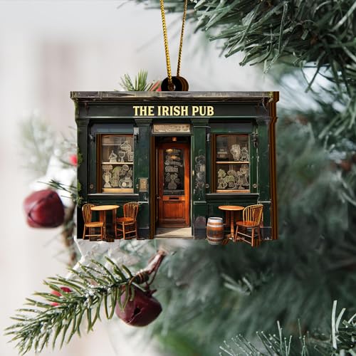 Artsy Woodsy St. Patrick's Day Decor Irish Ireland Green Shamrock Ceramic Ornaments for Christmas Tree Decorations, Unique Gifts Rear-View Mirror Hanging Car Accessories (07)