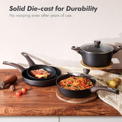 SENSARTE Classic Black Non-Stick Cookware Set 14 Pcs Induction Safe Kitchen
