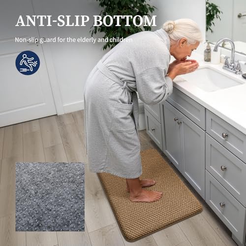 Brown 3-Piece Bathroom Rug Set - Extra Soft Absorbent Chenille Bath Mats & U-Shaped Toilet Rug - Non-Slip, Machine Washable