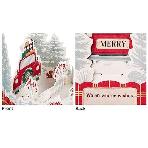 Hallmark Paper Wonder Mini Pop Up Christmas Cards (3 Cards with Envelopes: Red Truck, Cardinal, Merry and Bright)