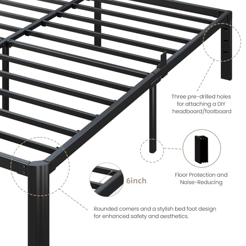 King Size Heavy Duty Metal Bed Frame - 14 Inch Noise-Free Platform Bed with Storage - Variation of THIS listing