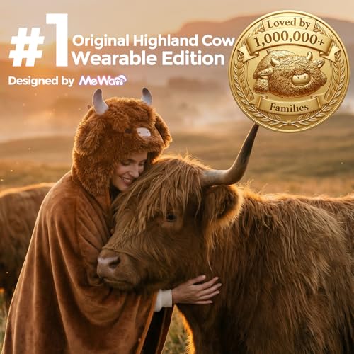 Wearable Highland Cow Blanket Hoodie - Soft Fleece & Sherpa, One Size