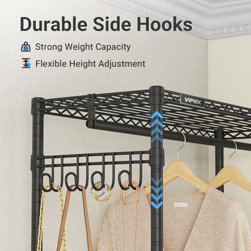 Black R2 Medium Clothes Rack for Hanging Clothes with Lockable Wheels