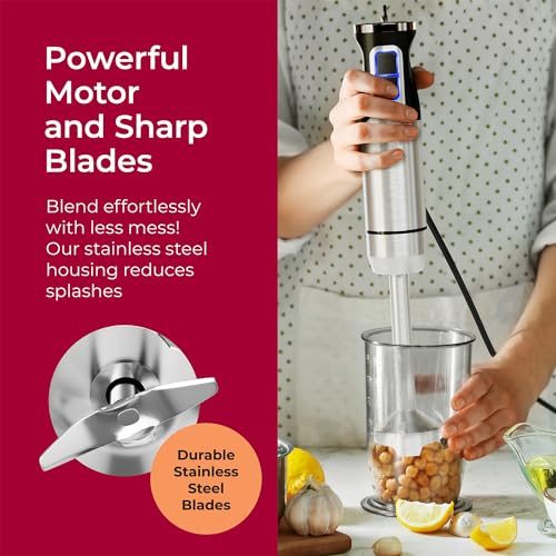 Immersion Hand Blender Set with 7 Attachments & 8 Speeds - Includes Stick Blender & Accessories