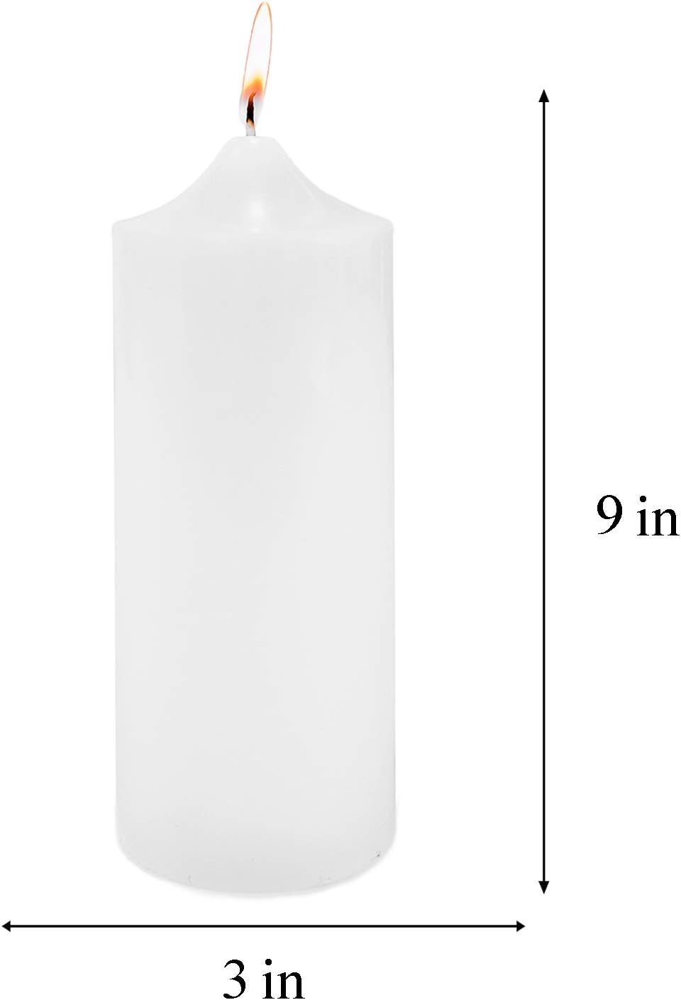 Unscented White Pillar Candle 3"x9" - Smokeless Cotton Wick for Weddings & Home Decor