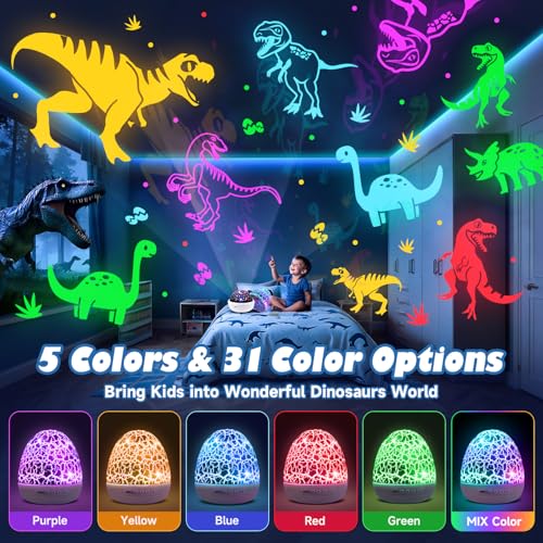 PIKOY Dinosaur Toys, 15 Sounds & 3 Films, Toys for Kids, Egg Light