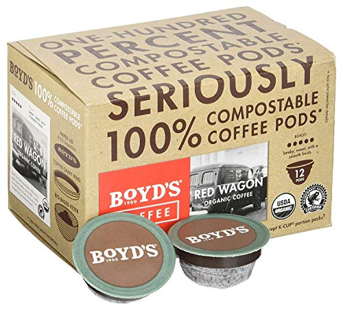 Boyd's Organic Red Wagon Dark Roast Coffee Pods - Keurig Compatible, 72 Count
