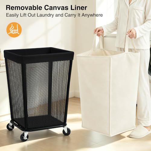 STO STO 160L Beige Rolling Laundry Hamper with Wheels, Large Capacity