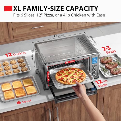 TOSHIBA 25L 10-in-1 Convection Toaster Oven - 6-Slice Countertop, 1500W
