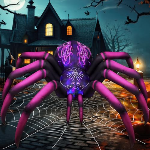 9 FT Halloween Inflatable Purple Gradient Spider with LEDs Outdoor Decor