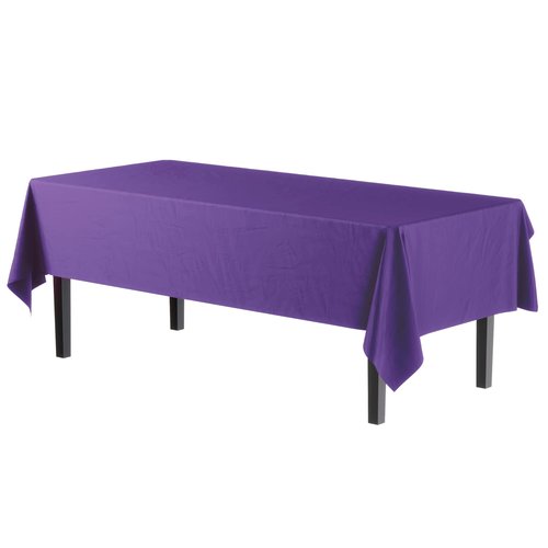 Exquisite 12-Pack Premium Plastic Tablecloth Pack of 12 Premium Plastic Tablecloth 54 Inch x 108 Inch Rectangle Table Cover - Purple