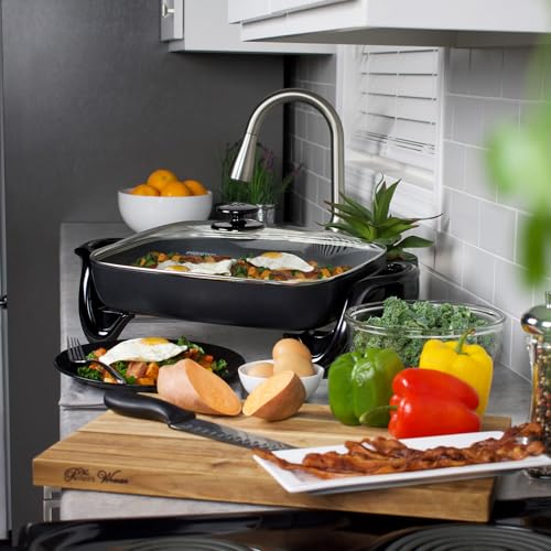 Electric Skillet 16-Inch with Glass Cover Nonstick Cooker for Frying & Baking - Skillet