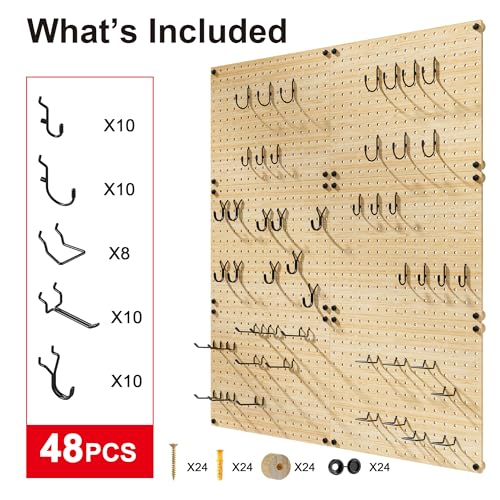 VOIMO Bamboo Pegboard Organizer Set, 6 Panels (16"x12")