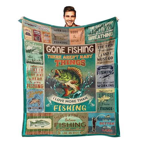Ryubein Fishing Blanket 60x80 in - Green | Cozy 100% Polyester Outdoor Vacation Throw