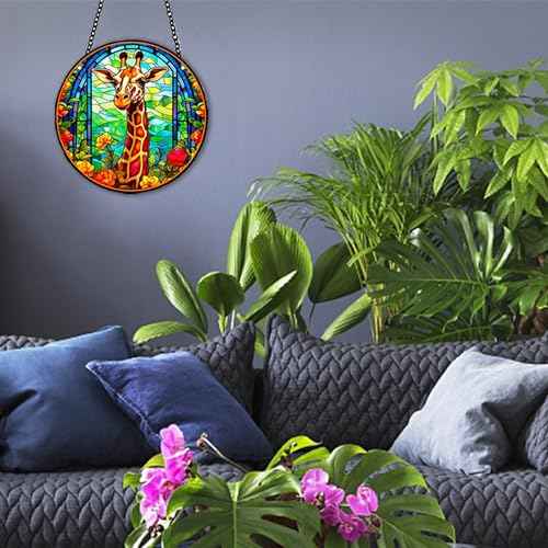 MATIHAY Giraffe Acrylic Window Hanging - Funny Giraffe Wall Decor Tropical Party Decorations, Giraffe Room Decor for Nursery New Home Gifts (S, Giraffe)