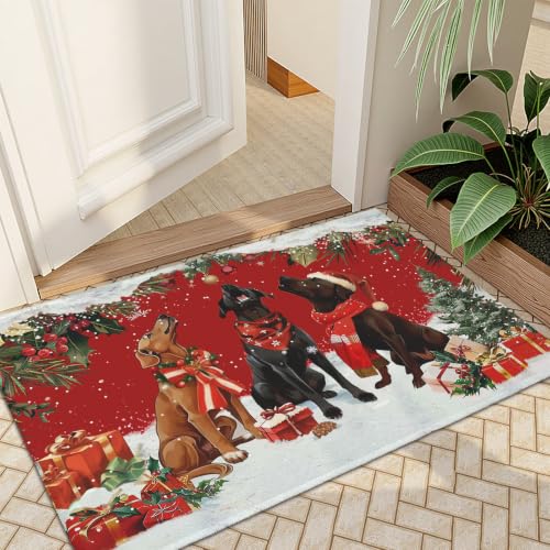 Kwlegh Christmas Dog Area Rug 24x35 Inch Washable Holiday Rug with Non-Slip Backing