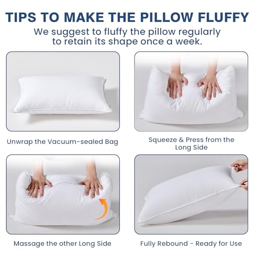White Standard Size Hotel Quality Bed Pillows Set of 4 - Cooling Down Alternative 18x26