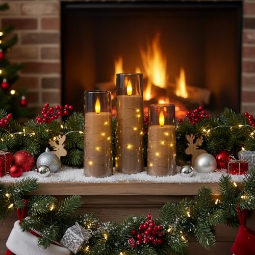 Raycare 7-Pack Grey Flameless Battery-Operated Candles with Remote & Timer