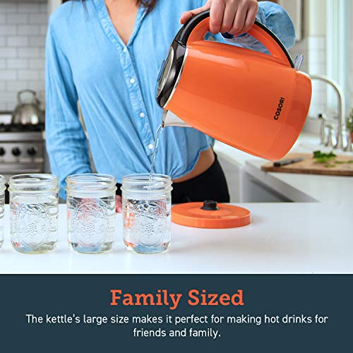 Cosori Electric Kettle, No Plastic Inner Lid, Filter & Spout, Stainless Steel Tea Kettle, Automatic Shut Off & Boil-Dry Protection, Durable Tea Kettle Boiler & Heater, 1.5L/1500W, Black