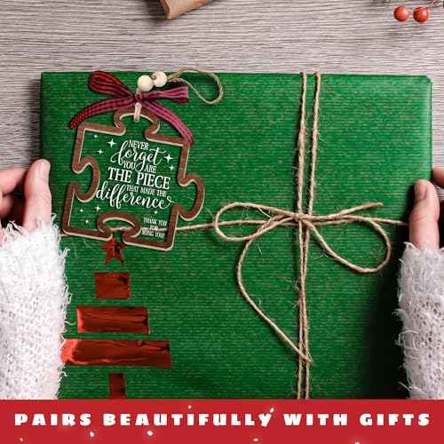 Pawzity Thank You Gifts - Never Forget You are The Piece That Made The Difference Ornaments - Appreciation Gift for Women Coworker Friend Teacher Boss Nurse - Wood Acrylic Thank You Christmas Ornament