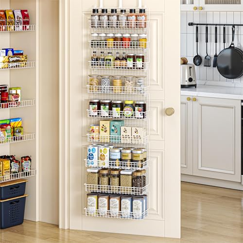 9-Tier Spice Rack Organizer with Door Hook Wall Mount Extra Large Capacity - White Variation