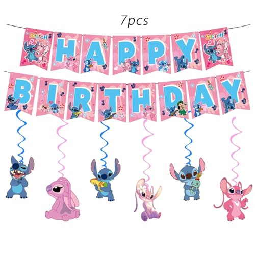 Pink Stitch Party Supplies Set - Plates, Cups, Banner & Decorations for Birthdays