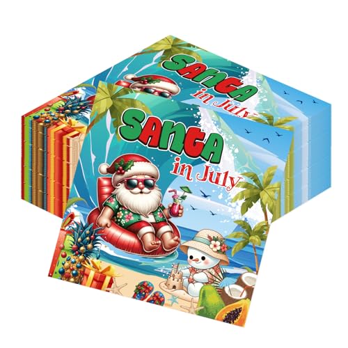 Gameza Summer Santa July Christmas Napkins 50Pcs Beach Party Disposable Paper Tableware