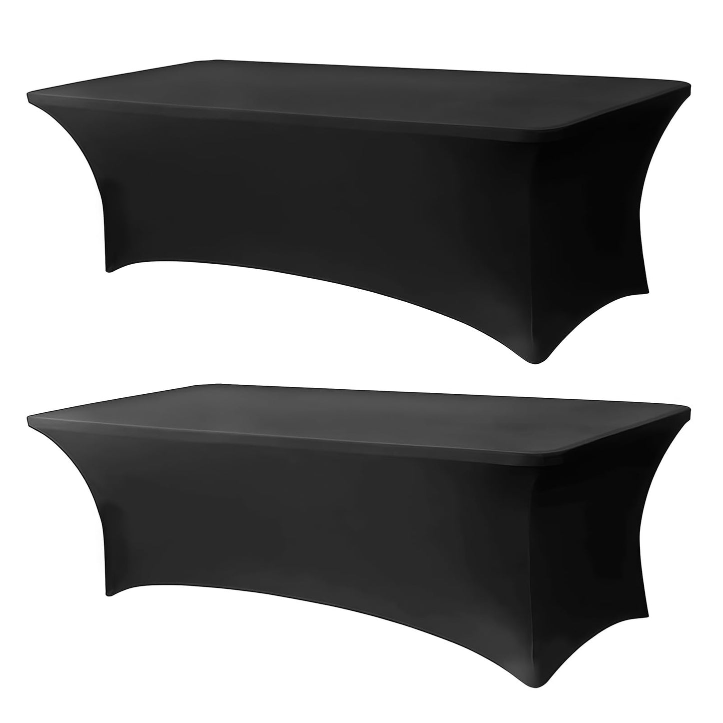 Lemict Black Tablecloths 96x30 Inch Table Cloths for 8 Foot Rectangle Tables, Wrinkle Resistant Washable Rectangular Spandex Fabric Table Cover for Vendor Dining Wedding Banquet Camping Party - 2 Pack