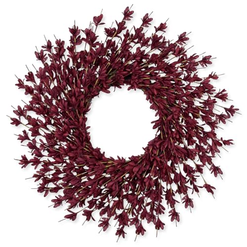 LZNPA 26 Inch Realistic Fall Wreath for Front Door, Wine Red Autumn Decor