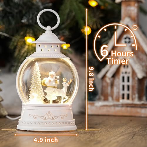 PestiLite Ty- Christmas Santa Deer Snow Globe with Music & Lights, 6H Timer, USB/Battery Operated - Festive Holiday Decor Gift