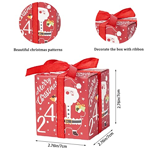 JWSCYSY Design1 24 Pcs Christmas Advent Calendar Gift Boxes with Santa Reindeer Snowflake Patterns