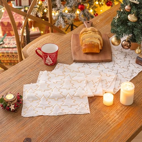 White Sequin Christmas Tree Table Runner 13x90in - AQOTHES