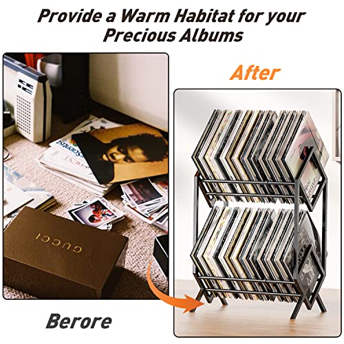 RUILALIFE 2-Tier-Vinyl-Record-Storage-Holder With Dividers, 200 LPs